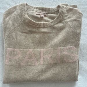 Philosophy Beige cashmere Sweater with Pink Paris Text, size Small
